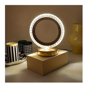 Lampara De Mesa Moderna Inal&aacute;mbrica Usb Circulo Dorado