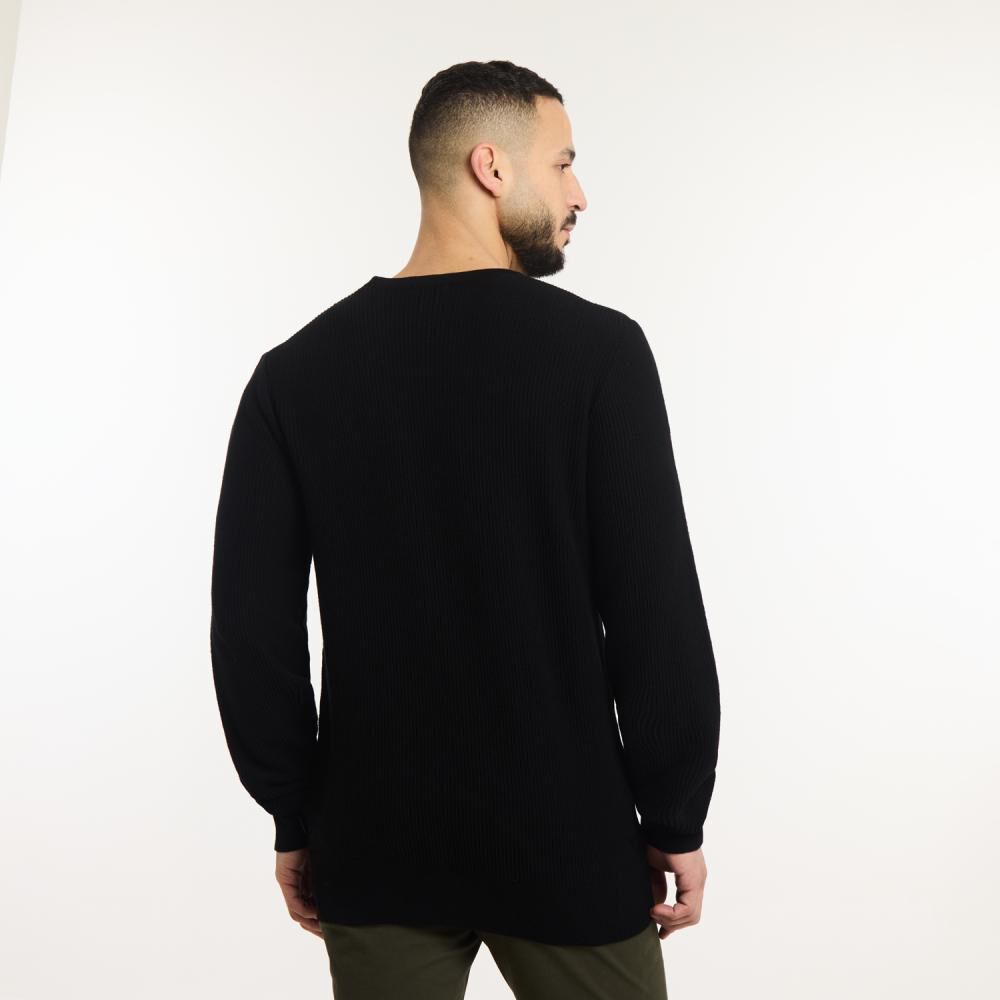 Sweater Liso Regular Manga Larga Cuello Redondo Hombre Az Black image number 3.0