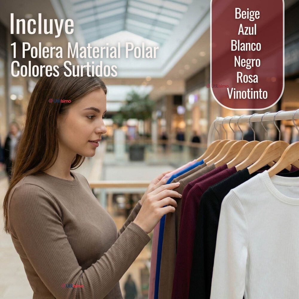 Camiseta Polar Manga Larga Polera Tela Acanalada Colores Surtidos image number 1.0