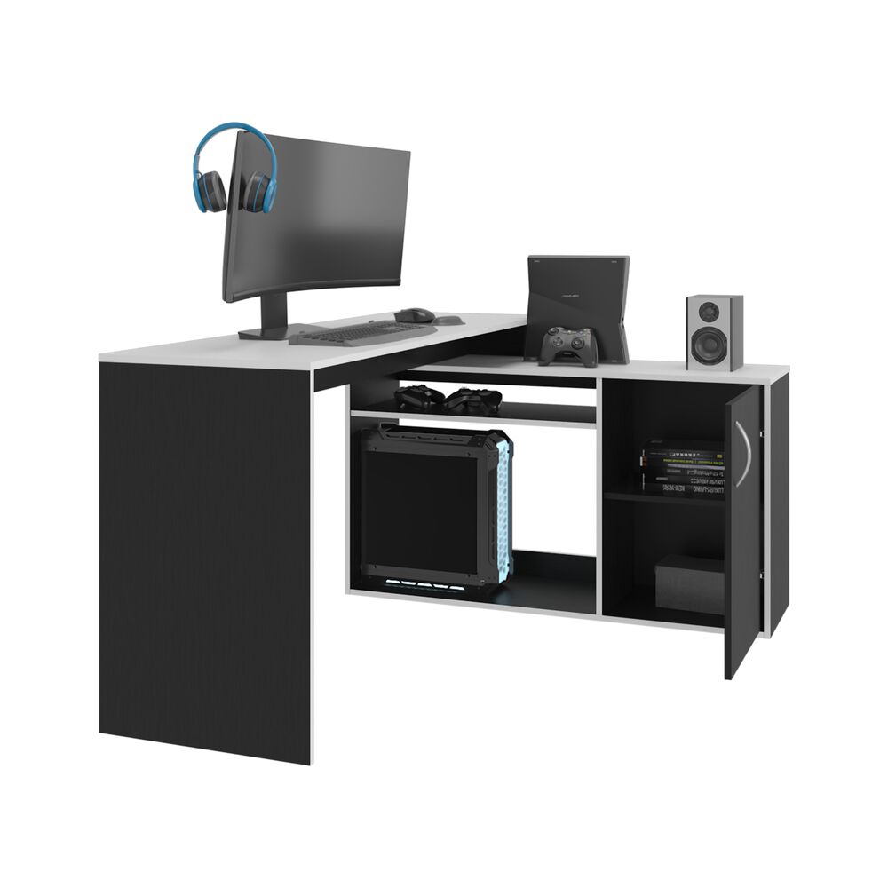 Escritorio Gamer Fm Negro Y Blanco 76,5x150x116,5 Cm image number 2.0