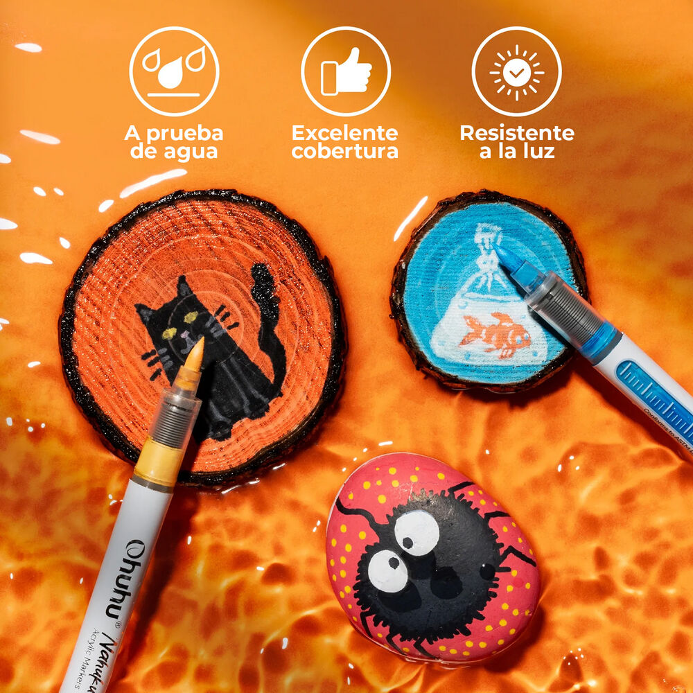 Ohuhu 24 Marcadores Acr&iacute;licos Punta Pincel image number 8.0