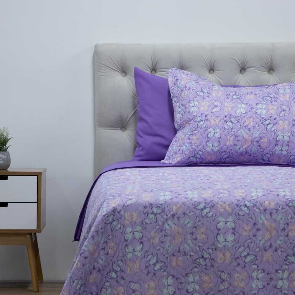 Set Quilt + Juego De Sábanas Casaideal Kids Mariposa 15p / 1.5 Plazas image number 0.0