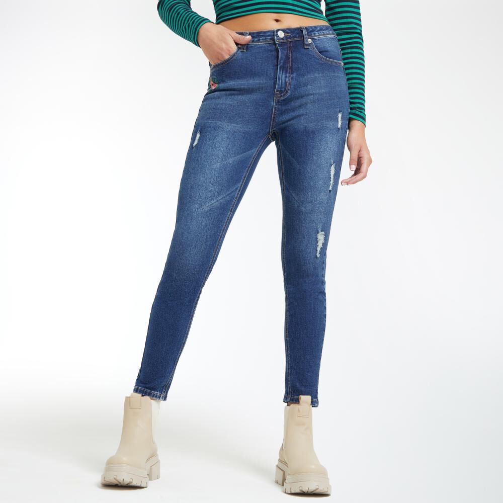 Jeans Bordado Tiro Alto Super Skinny Mujer Freedom image number 0.0