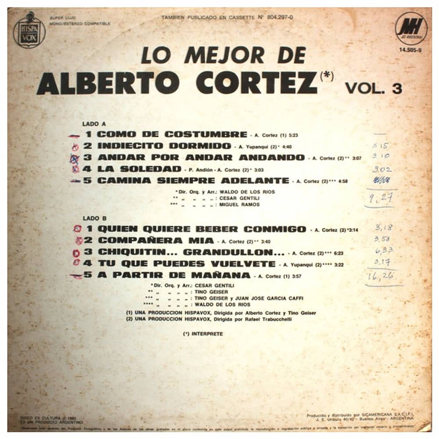 Alberto Cortez - Lo Mejor Vol.3 | Vinilo Usado image number 1.0