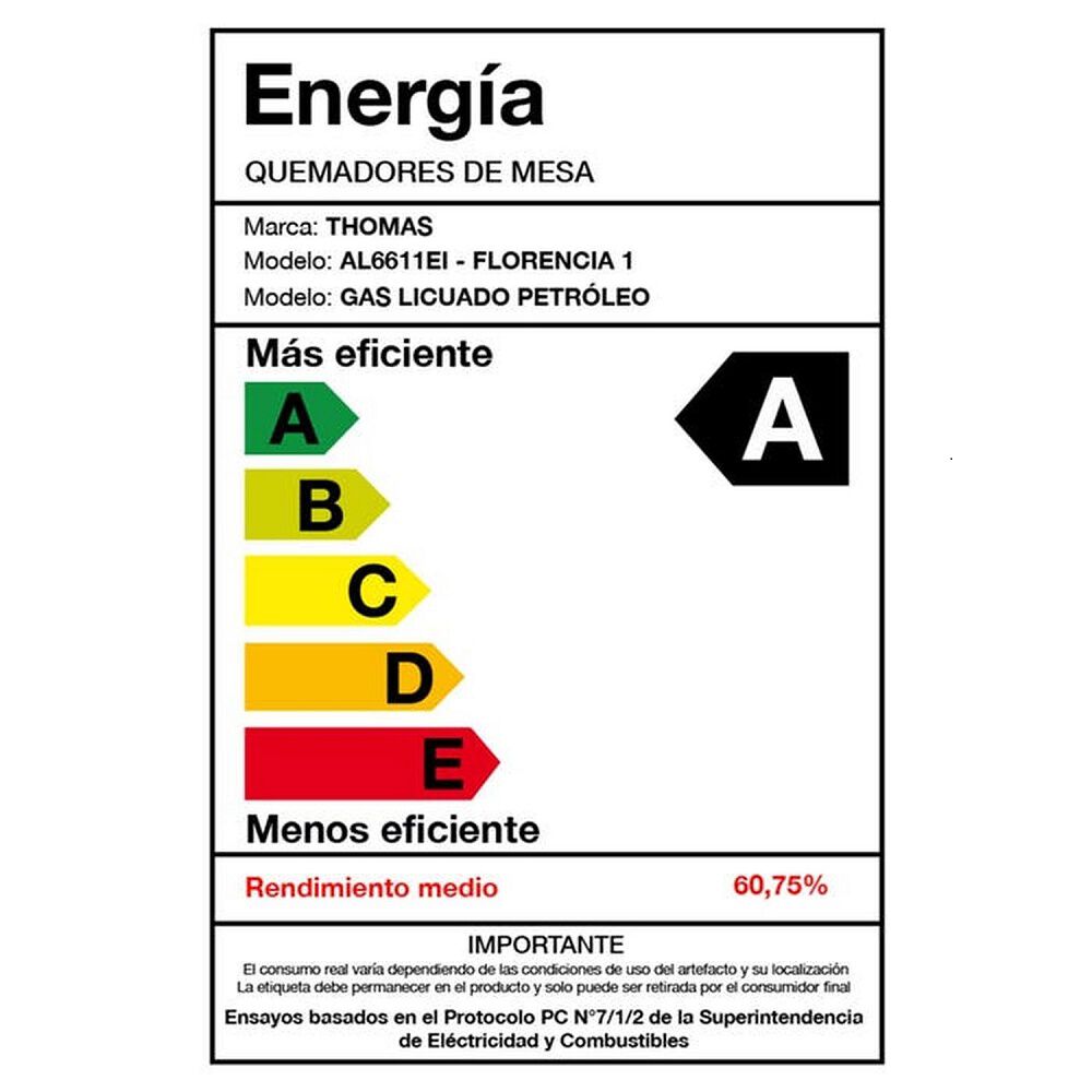 Cocina A Gas Thomas 4 Platos Con Horno 70 Litros Acero Florencia 1 Al6611ei image number 4.0