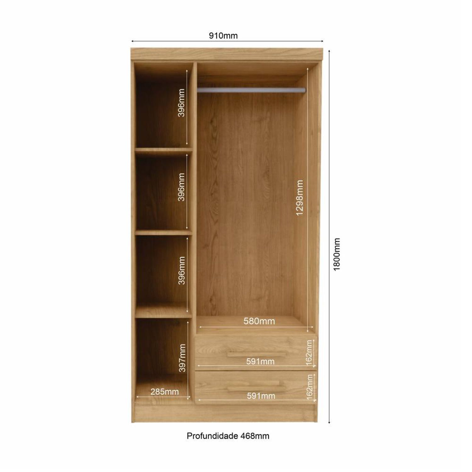 Closet Yardas S443 / 3 Puertas / 2 Cajones image number 2.0