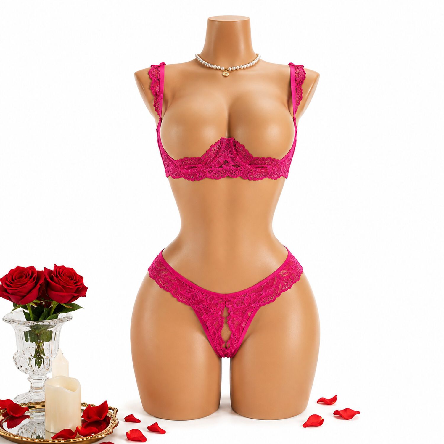 Lencer&iacute;a Ropa Interior Sexy Con Encaje De Contraste Aros 2pz image number 6.0