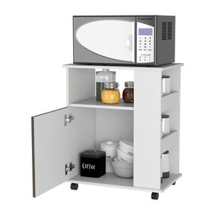 Mueble Microondas Con Ruedas 1 Puerta 73,6x60x40 Cm Blanco Y Caf&eacute;