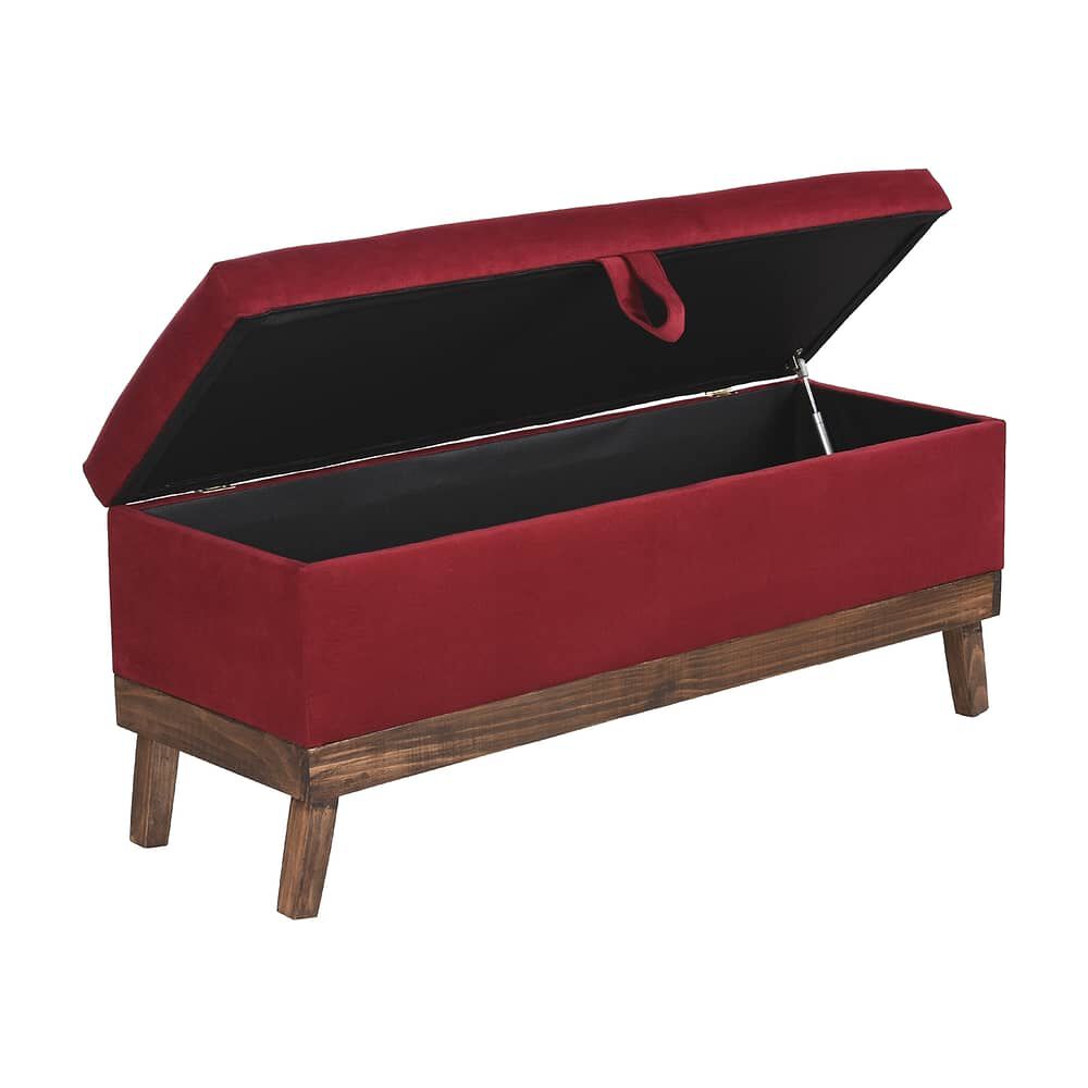 Banqueta Con Ba&uacute;l Incy Rojo Felpa 120x40x50 Cm M&aacute;xima Design image number 2.0