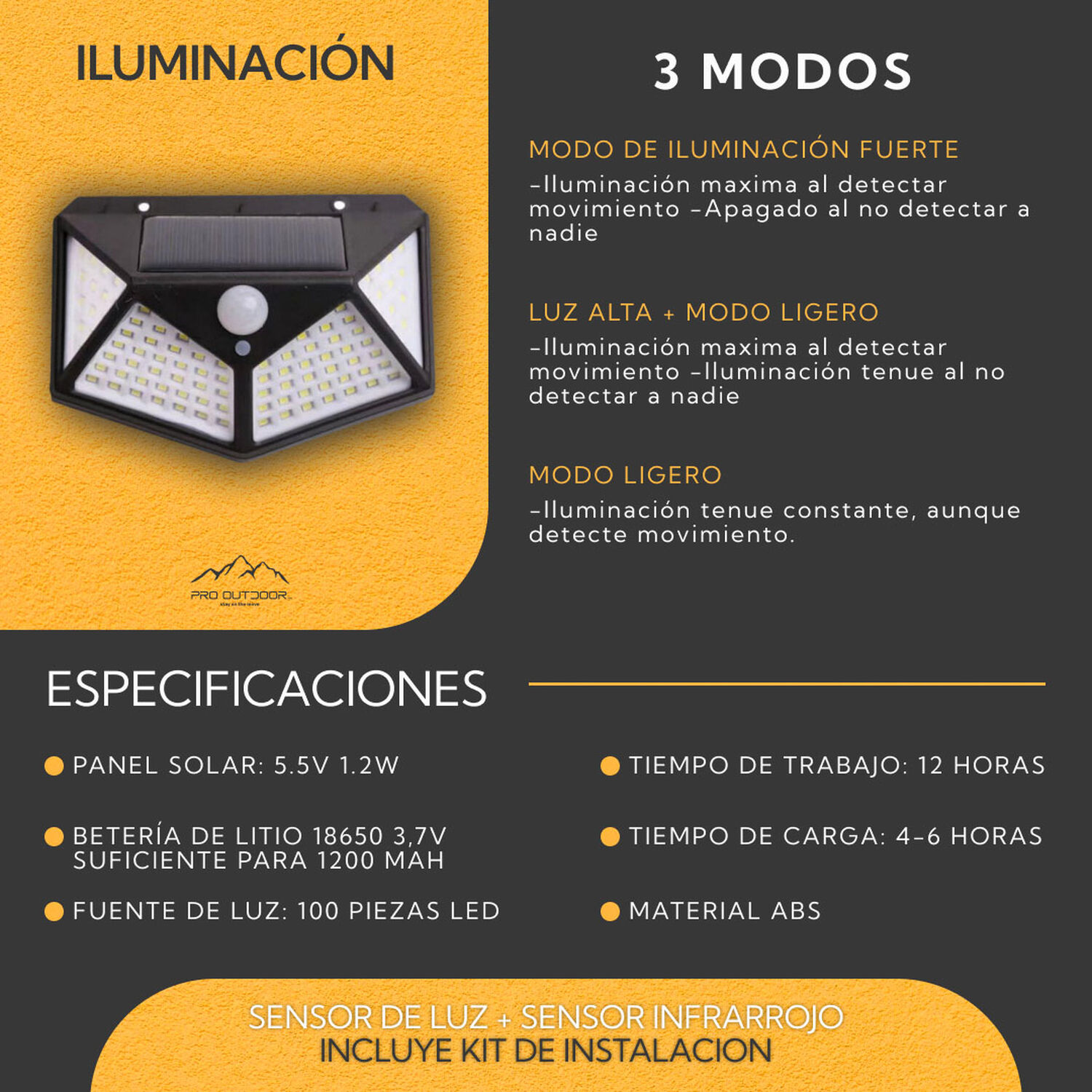 Aplique Triangular 100 Led Solar C/agua image number 4.0