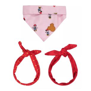 Pack Bandana Y Mo&ntilde;o Para Perros Mascotas Minnie Rosado
