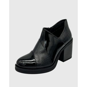 Botin Para Mujer Charol Con Taco Negro
