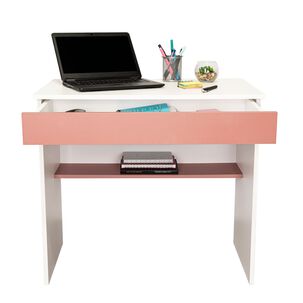 Escritorio Con 1 Cajon 73x80x49,8 Cm Blanco Y Salmon