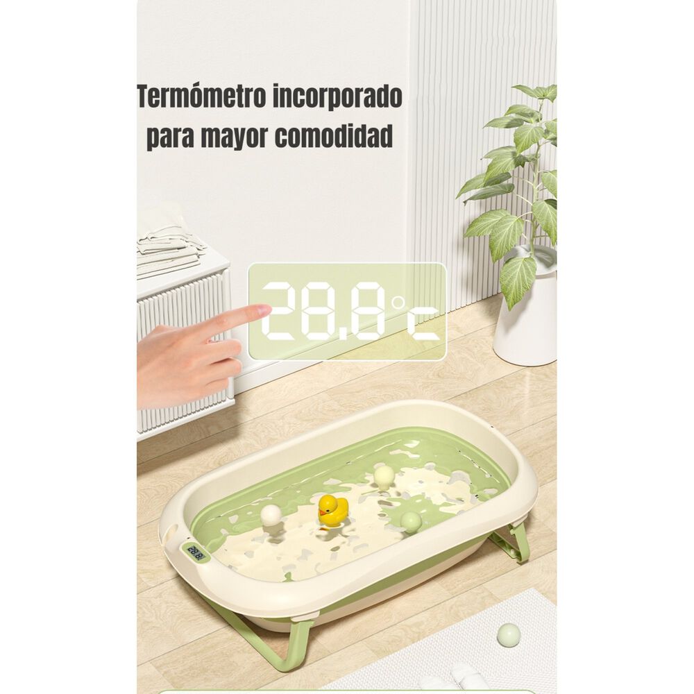 Ba&ntilde;era Con Term&oacute;metro Coj&iacute;n Premium Verde Lubabycas image number 10.0