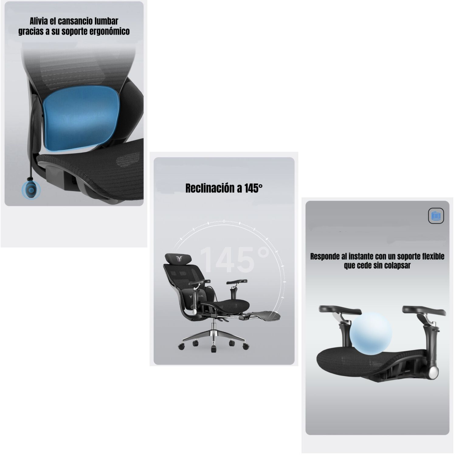 Silla De Escritorio Reclinable Con Reposapies E16 Negra image number 2.0