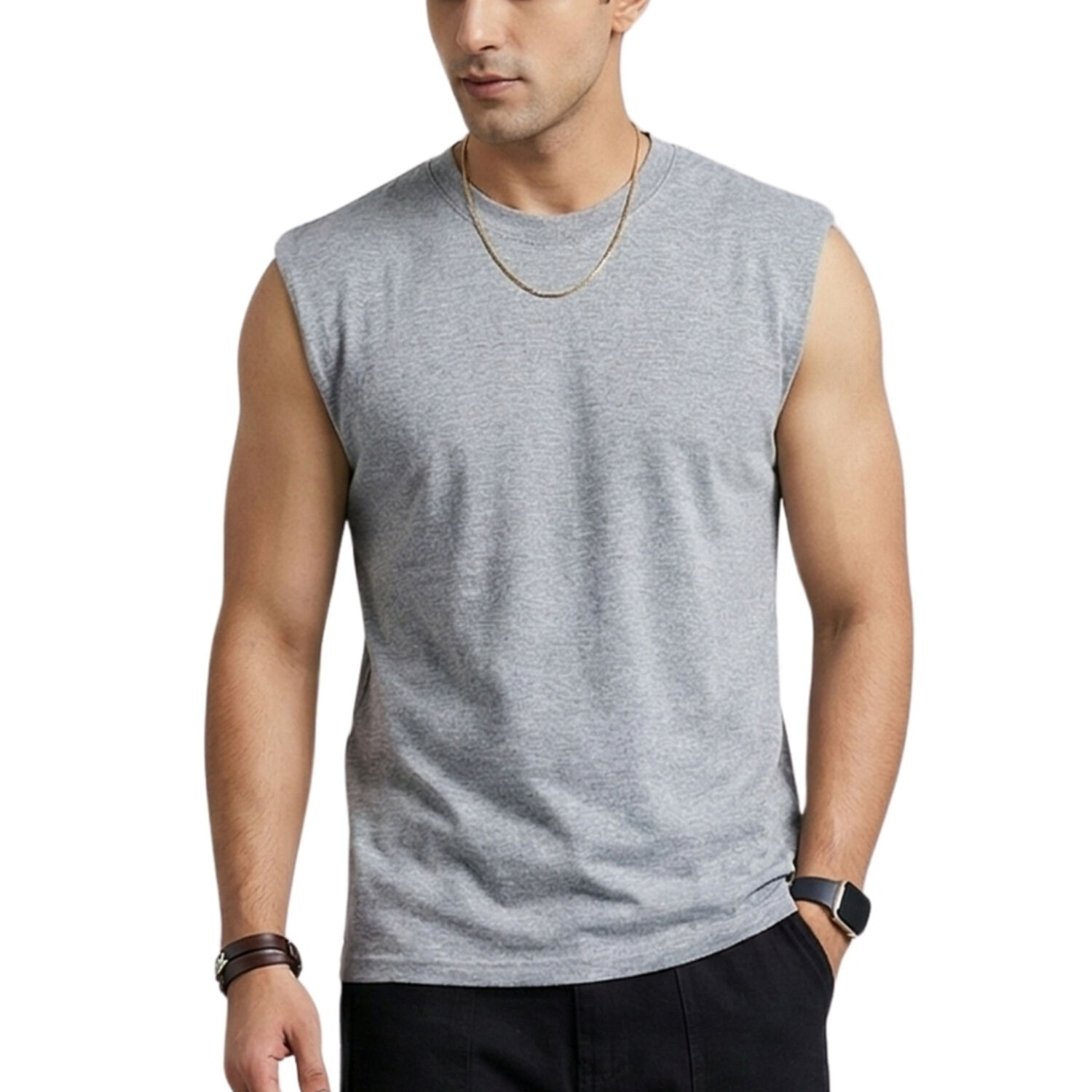 Polera Sin Manga Musculosa Unicolor Hombre Hercules image number 0.0