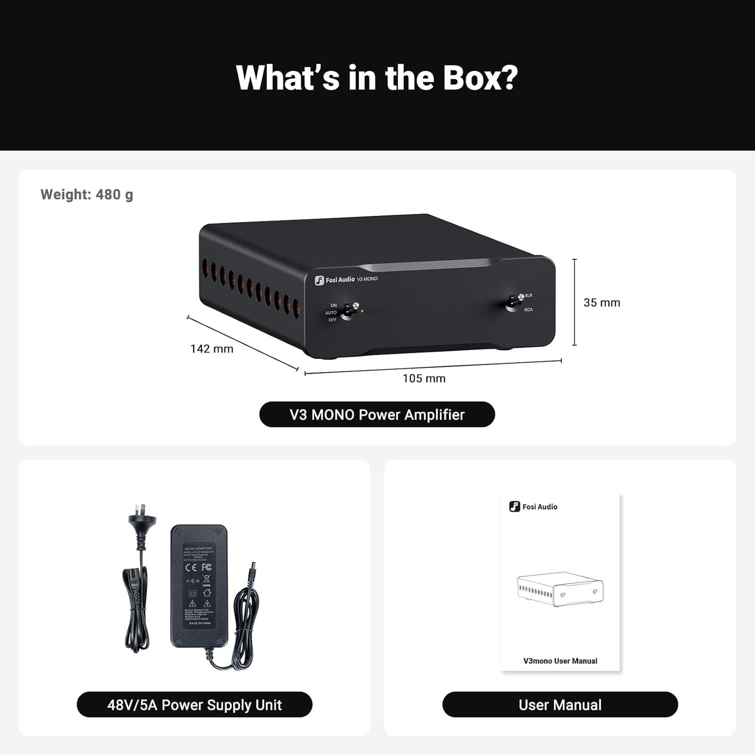 Amplificador De Sonido Clase D Hifi Fosi Audio V3 Mono image number 7.0