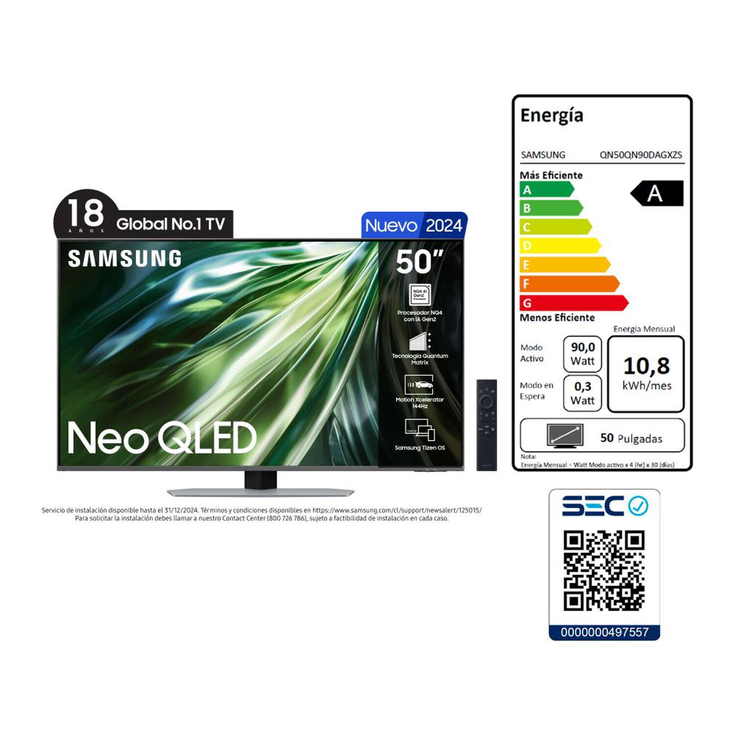 Neo Qled 50" Samsung QN50QN90DAGXZS / Ultra HD 4K / Smart TV image number 9.0