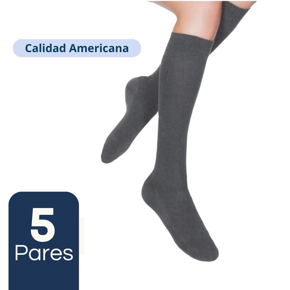 Pack 5 Calcetines Escolar Largo Algodón Gris Unisex image number 0.0