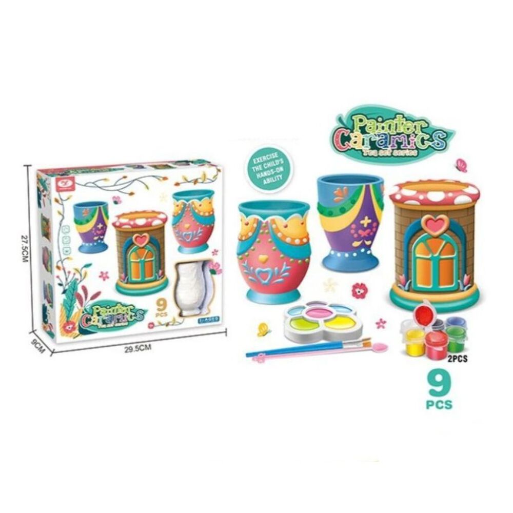 Set Juego De Tazas Ceramica 9pcs Para Pintar Niños image number 1.0