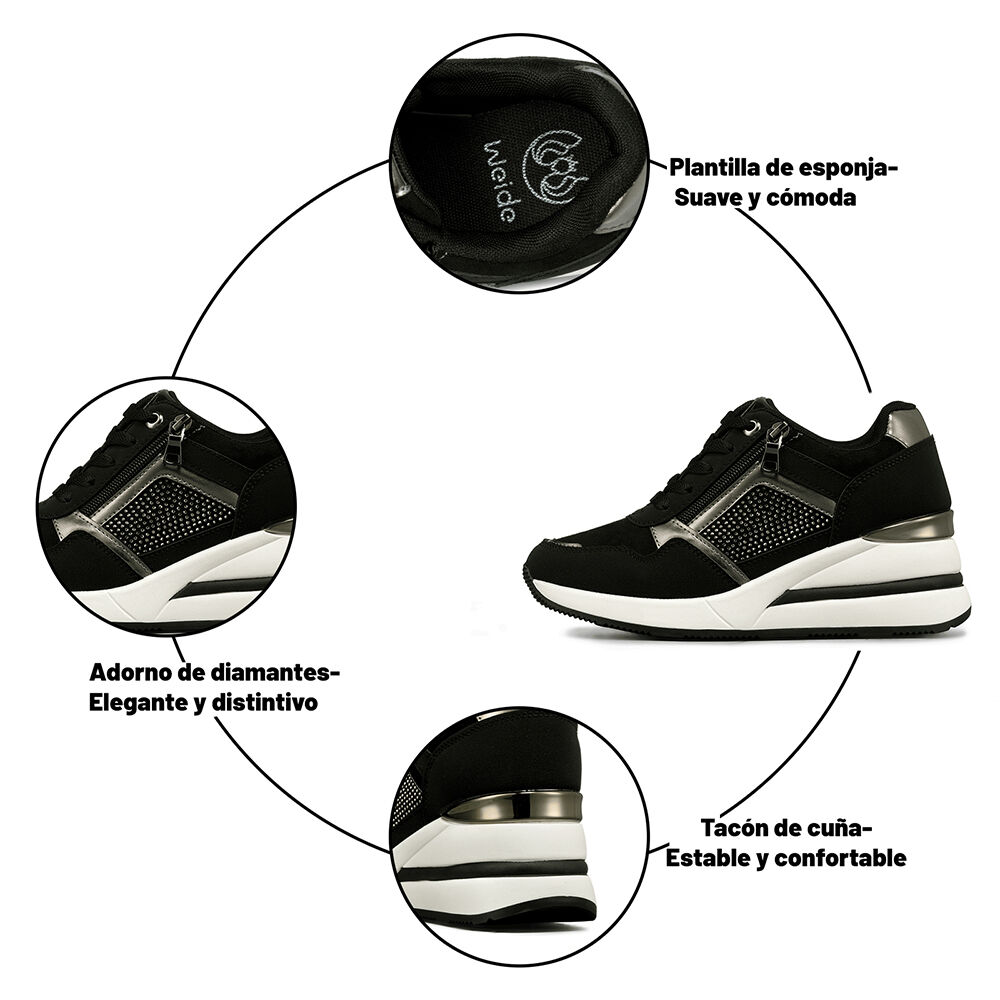 Zapatilla Deportiva Taco Cuña Malla Mujer Weide Jll61 image number 8.0