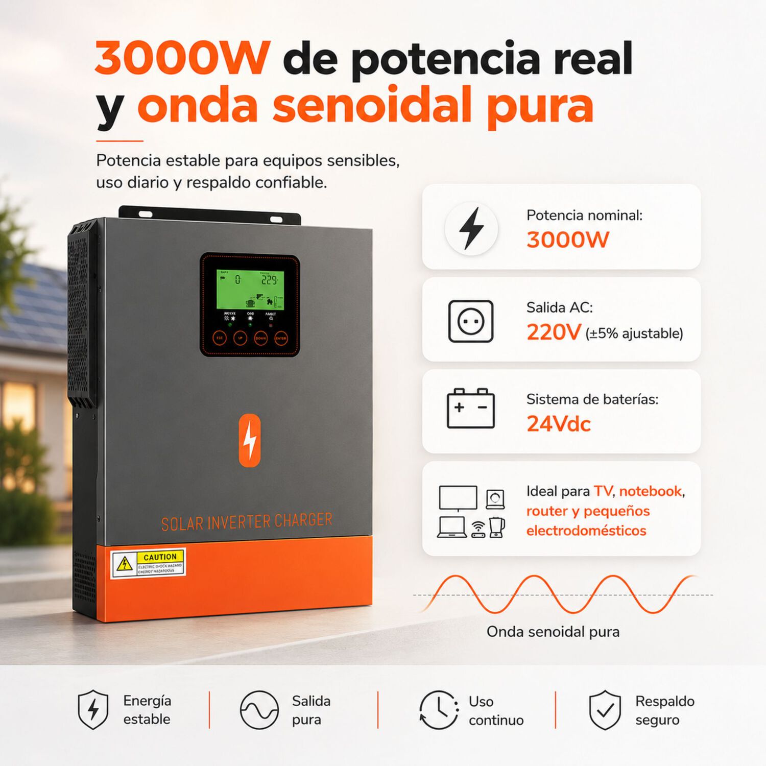 Inversor Solar H&iacute;brido Powmr 3000w 24v | Mppt 400v Onda Pura image number 1.0