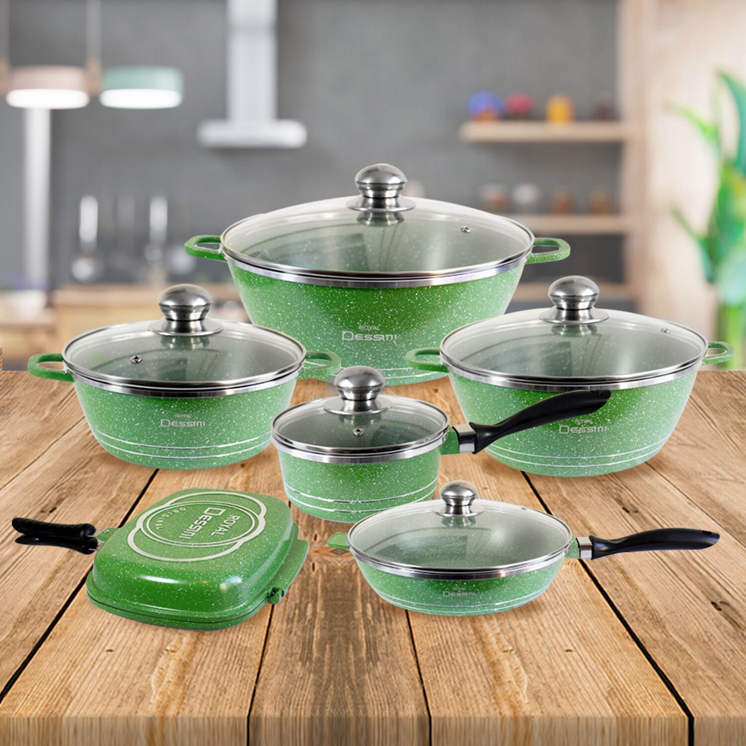 Juego De Ollas Granito 23 Piezas Bateria De Cocina Verde image number 0.0