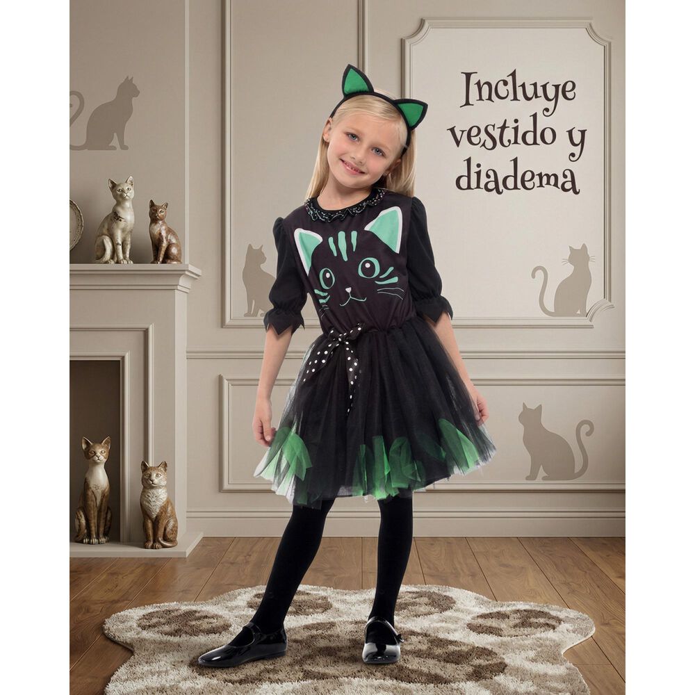 Disfraz Infantil Gato Verde Vestido Ni&ntilde;a image number 7.0