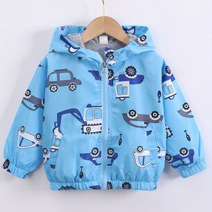 Cortaviento Impermeable Chaqueta Estampado Ni&ntilde;o Y Beb&eacute; Blue Cars