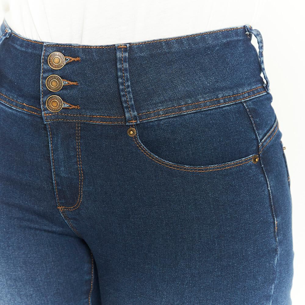 Jeans Botones Push Up Tiro Medio Recto Mujer Geeps