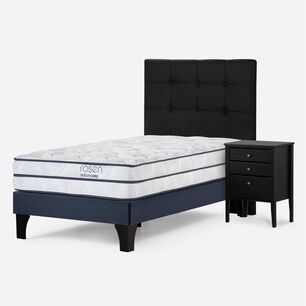 Cama Europea Rosen Autonomy Sky / 1.5 Plazas / Base Normal + Set De Maderas Issey Grafito