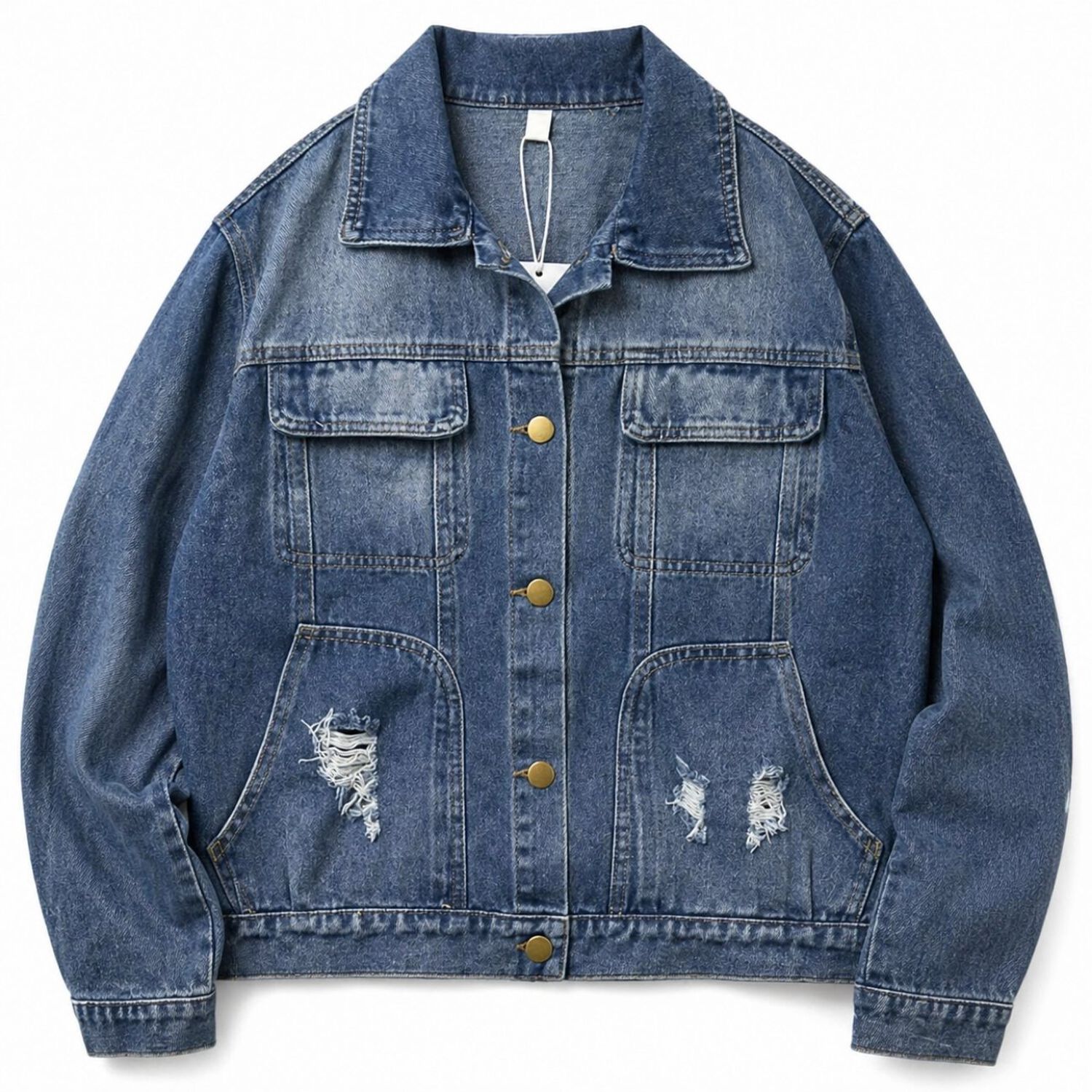 Chaqueta Mezclilla Ni&ntilde;o Juvenil Denim Destroyed Oversize image number 3.0
