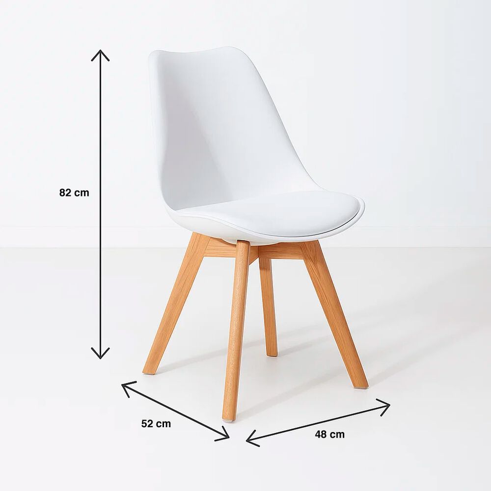 Pack De 4 Sillas Tulip Acolchadas Blancas image number 3.0