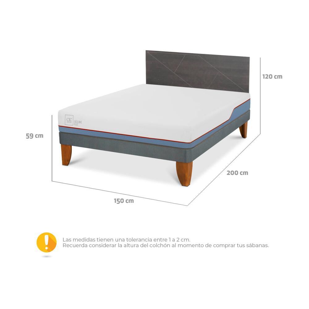 Cama Europea Cic Excellence Plus / 2 Plazas / Base Normal + Respaldo image number 2.0