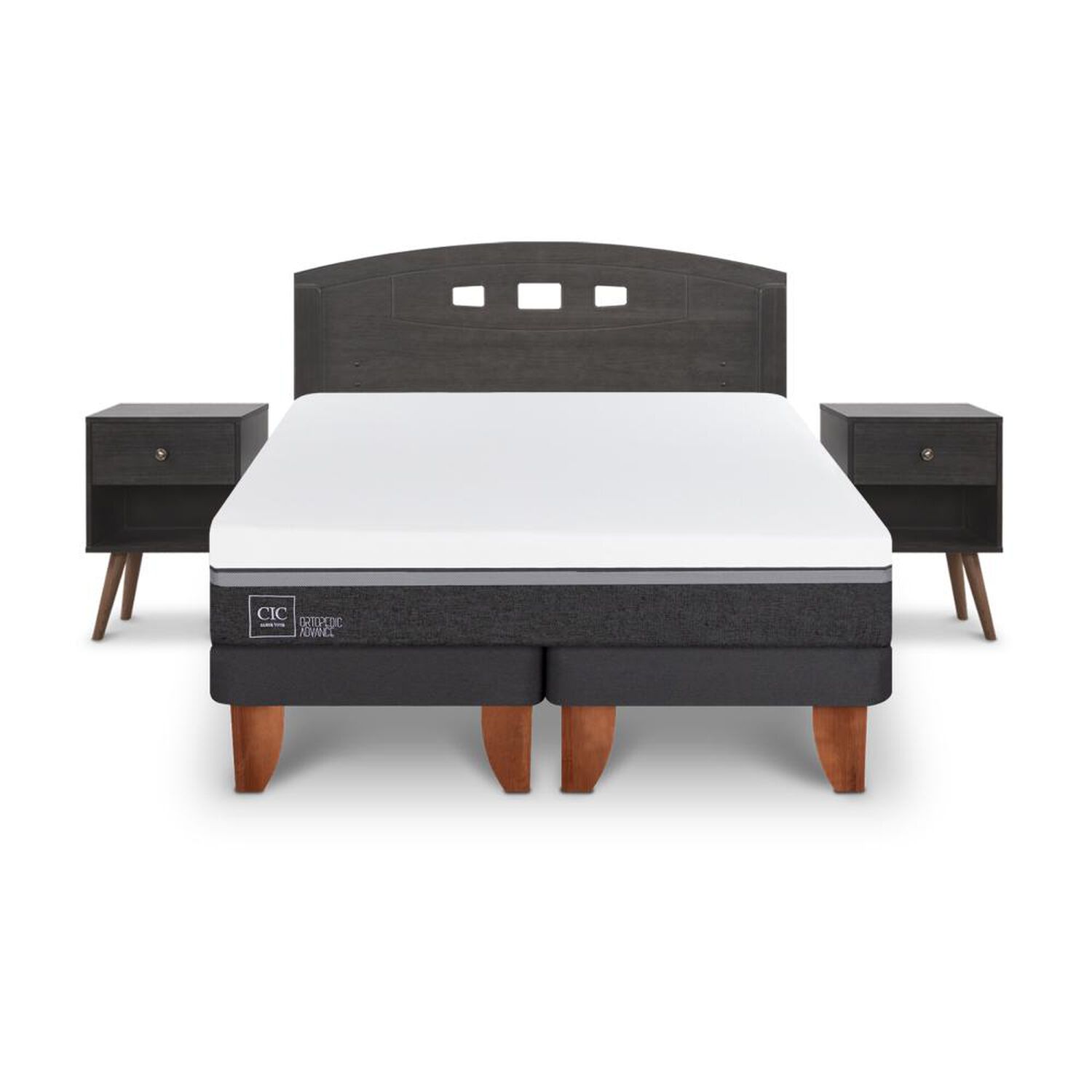 Cama Europea Cic Ortopedic Advance / 2 Plazas / Base Dividida + Set De Maderas image number 0.0