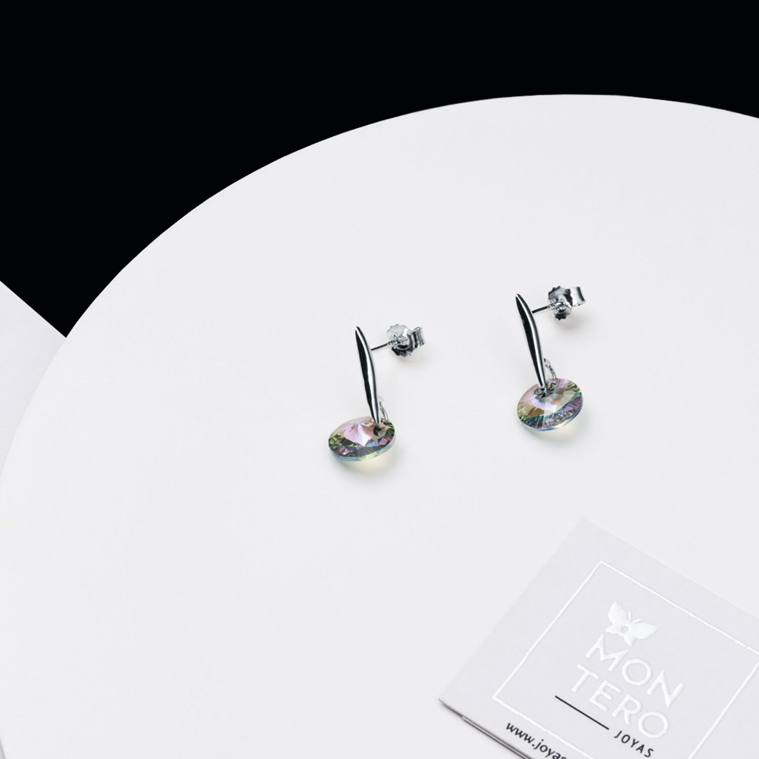 Aros Punto De Luz Plata Italiana 925 Y Cristal Genuino Paradise Shine image number 1.0