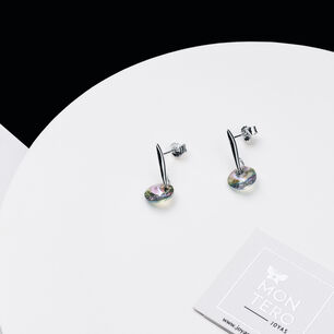 Aros Punto De Luz Plata Italiana 925 Y Cristal Genuino Paradise Shine