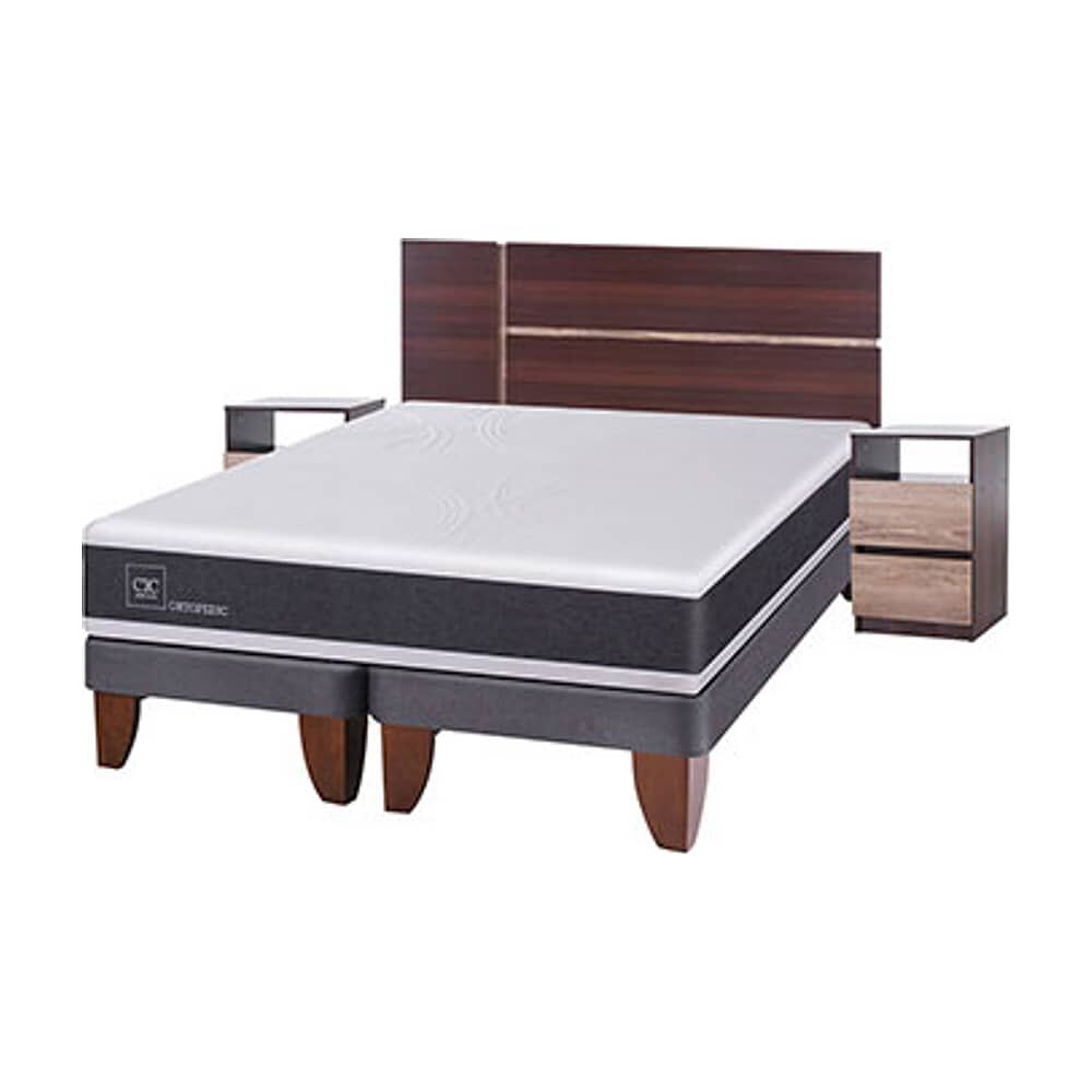 Cama Europea Cic New Ortopedic / 2 Plazas / Base Dividida + Set De Maderas image number 4.0