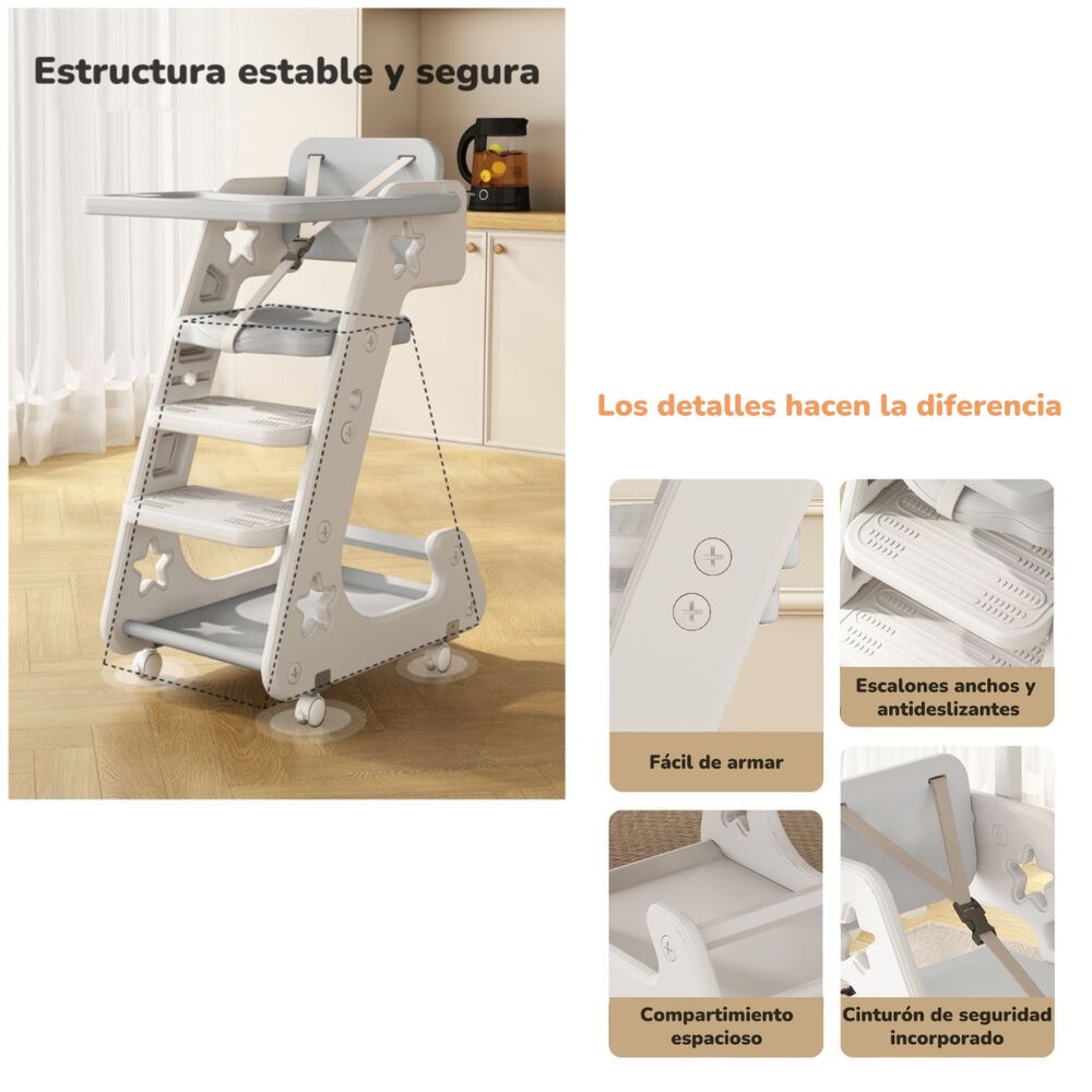 Silla De Comer Multifuncional Growth Gris Lubabycas image number 4.0