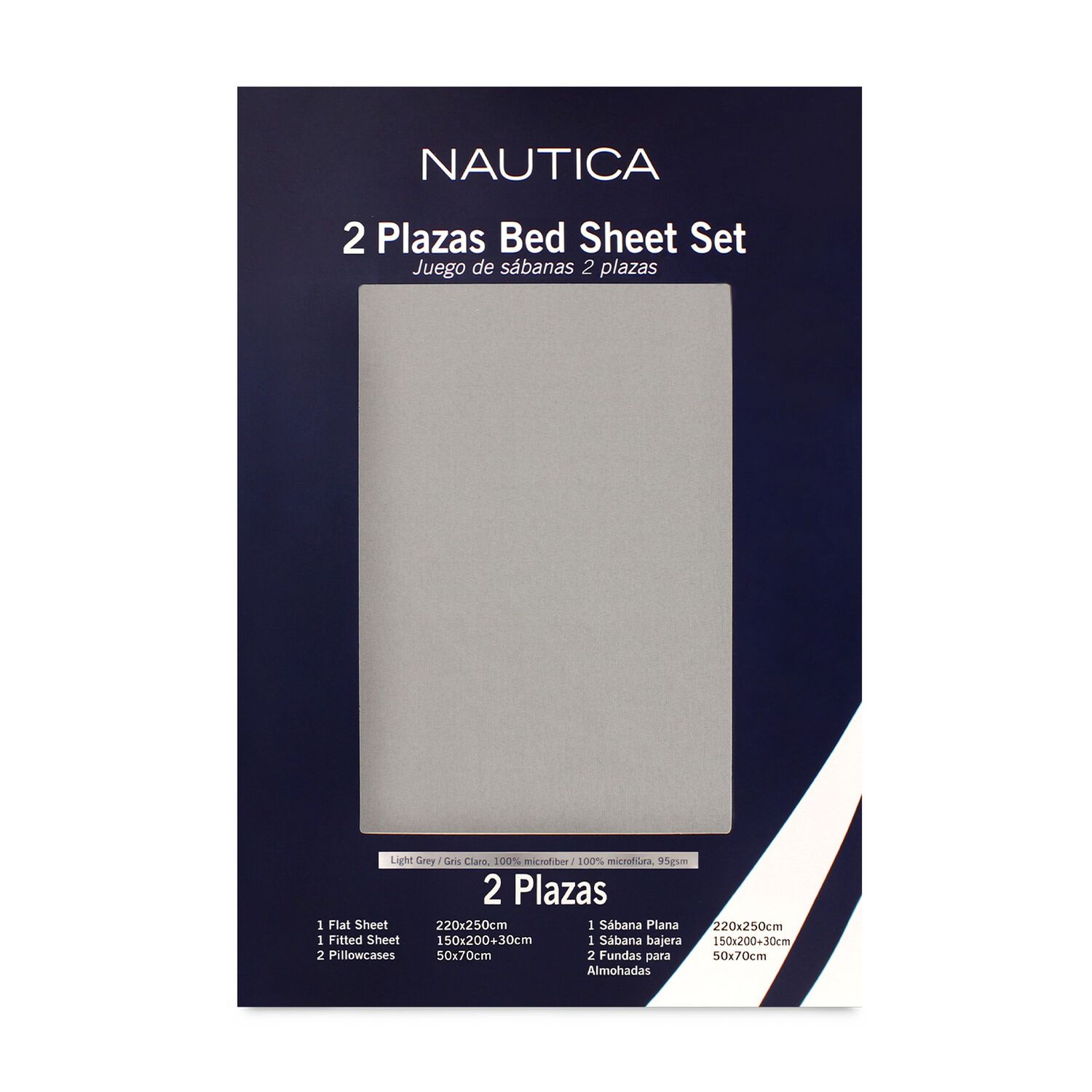 Juego De S&aacute;banas Nautica 4 Piezas Microfibra 2 Plazas Gris Claro image number 3.0