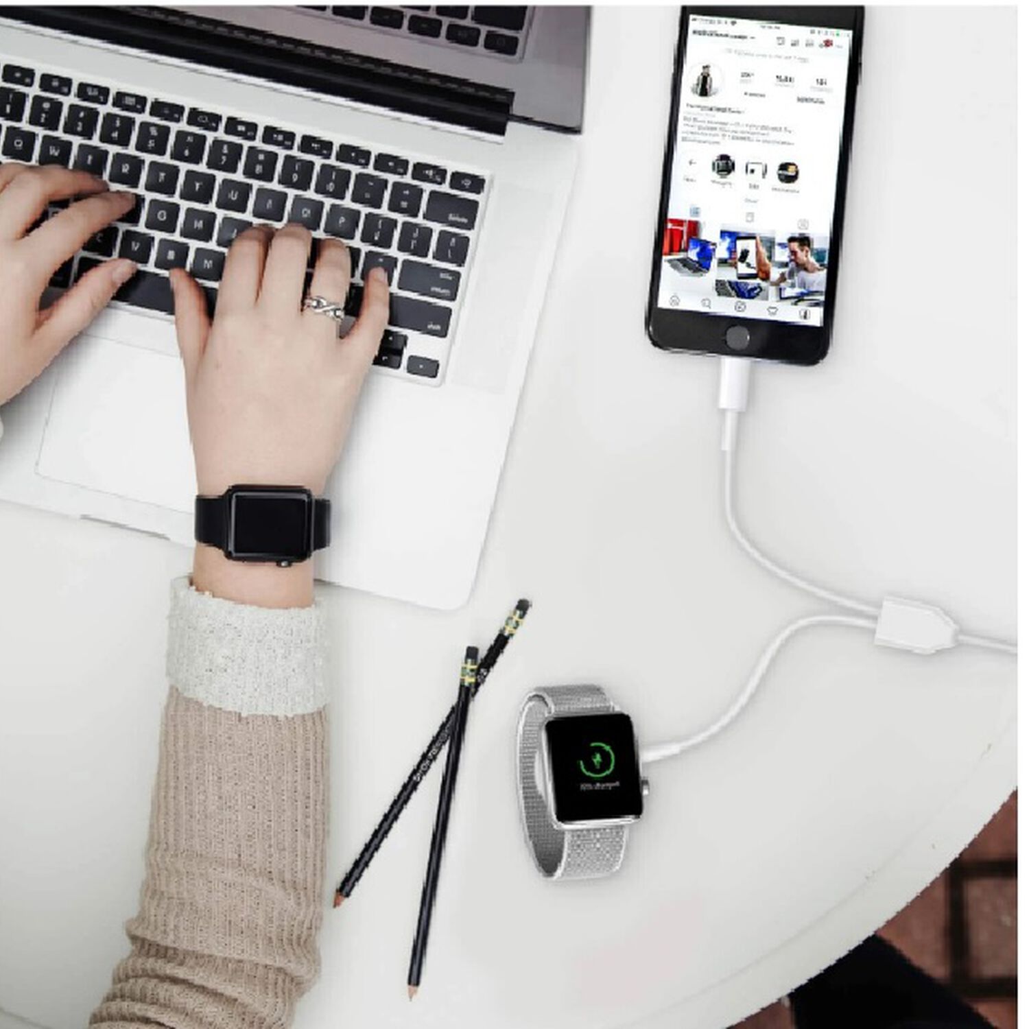 Cargador De Celular Inalambrico 2 En 1 Usb Magnetico Y Compatible Iphone Y Iwatch Carga Rapida 3a 30w Smartphone Android Para Iphone image number 3.0