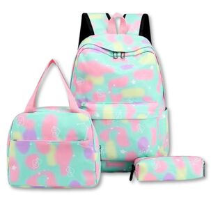 JUMP KIDS Pack Mochila Lonchera Estuche 43cm Juvenil Escolar Gradient Aqua Green