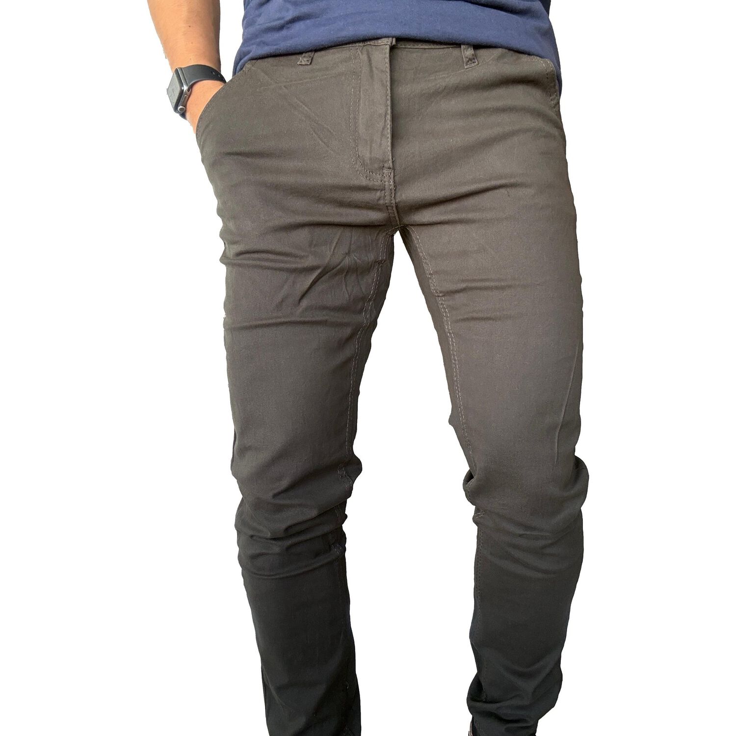 Pantal&oacute;n De Tela Elasticada Hombre Casual image number 6.0