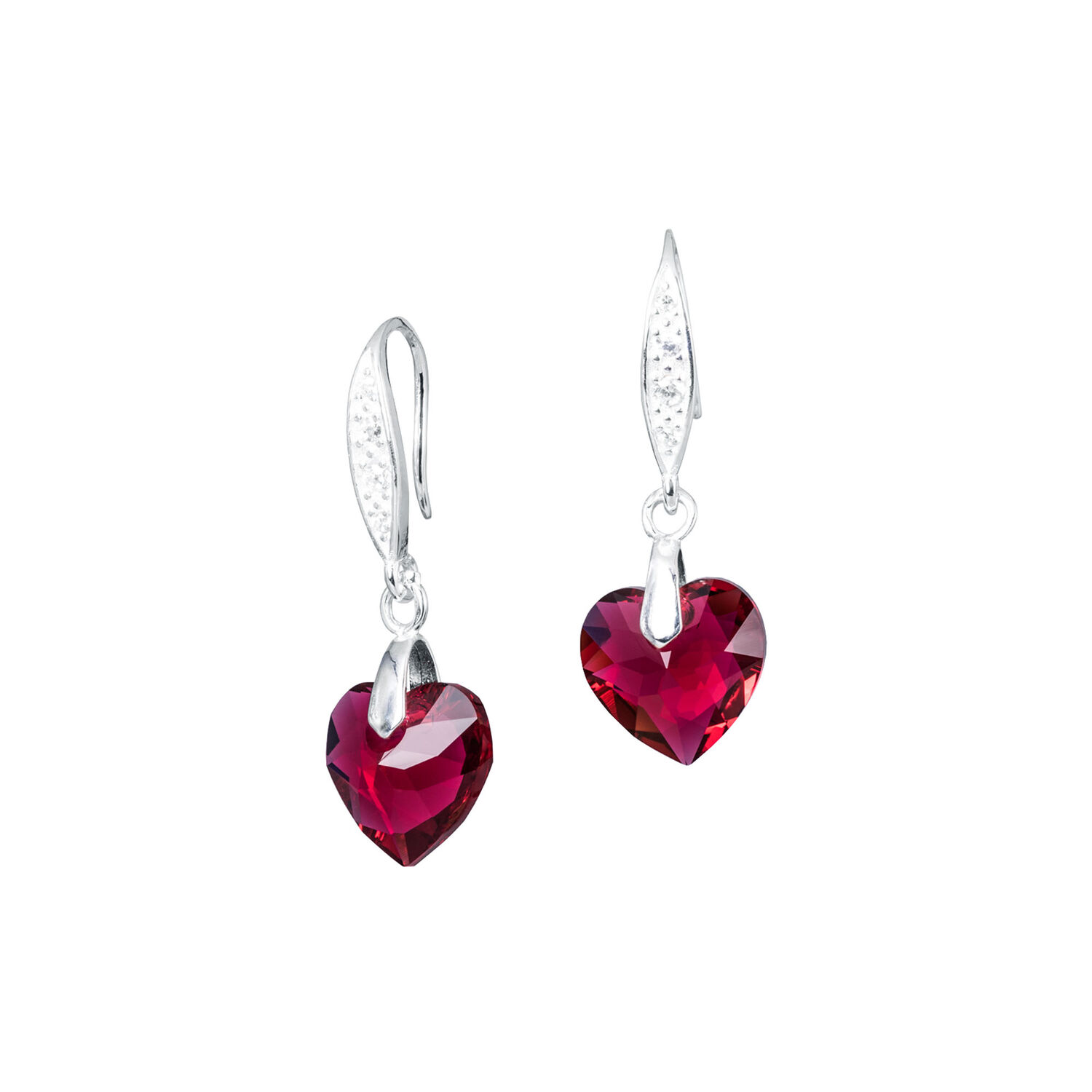 Aros Amor Plata Italiana 925 Y Cristales Genuinos Scarlet image number 0.0