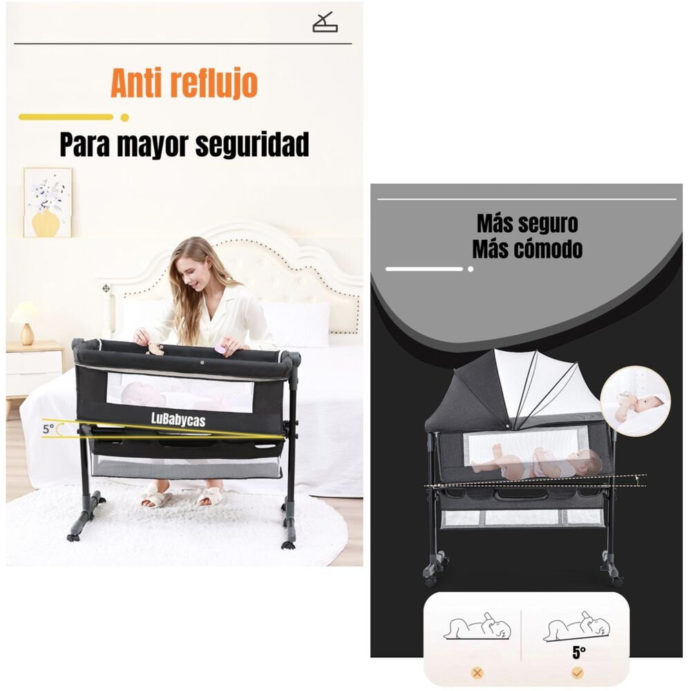 Cuna Colecho One Con Mosquitero Colchón Cafe Lubabycas image number 6.0