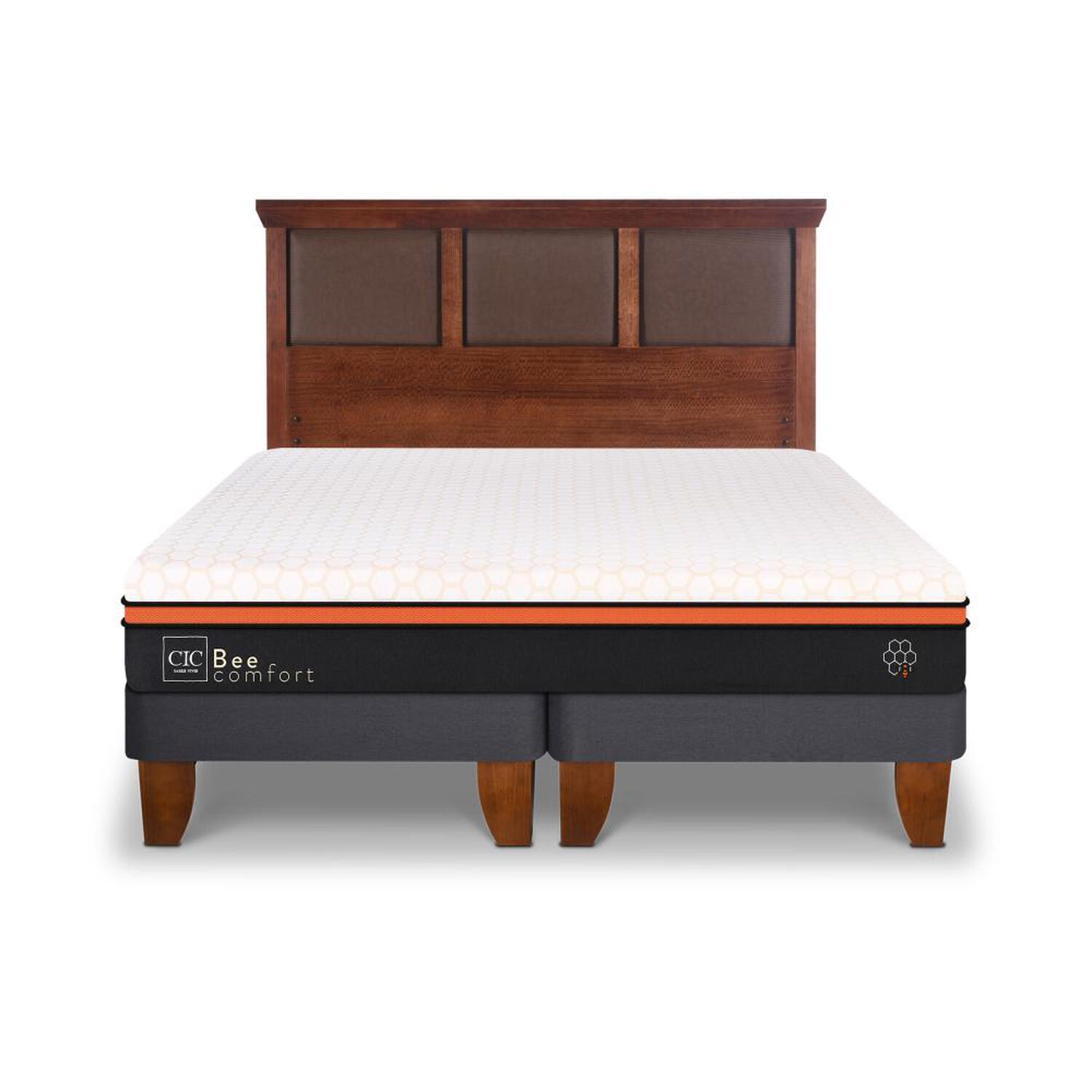 Cama Europea Cic Bee Comfort / 2 Plazas / Base Dividida + Respaldo image number 0.0