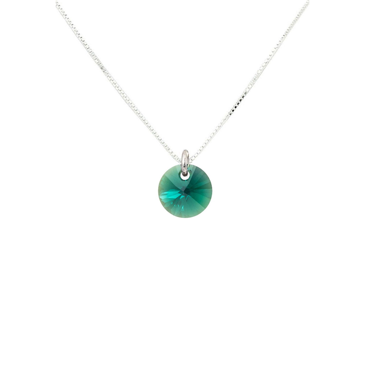 Collar Punto De Luz Plata Italiana 925 Y Cristal Genuino Emerald image number 0.0