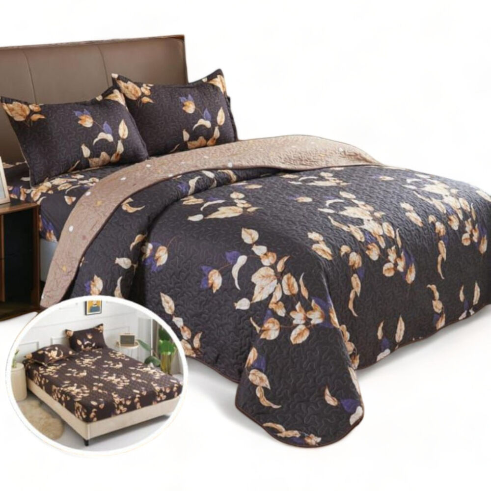 Juego Para Cama De 5 Piezas 2 Plazas Cubrecolchon Sabana Cubrecama 2 Fundas De Almohada Estampados C5p-5 image number 0.0