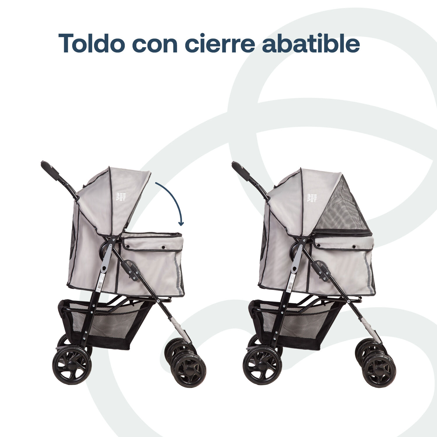 Coche Mascota Plegable Pro Perro Gato Gris Beepet Bebesit image number 4.0
