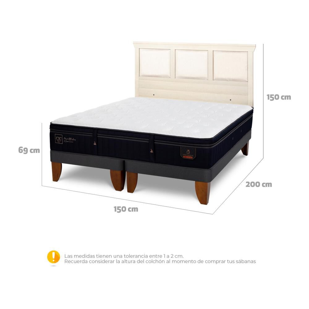 Cama Europea Cic Linea Premium / 2 Plazas / Base Dividida + Respaldo image number 6.0